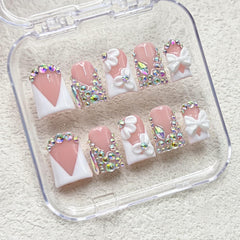RIICFDD ongles avec strass, glamour pour soirées et événements.