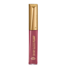 Rimmel Stay Plumped Mauve Mama sur bouteille, brillance éclatante et volume visuel.