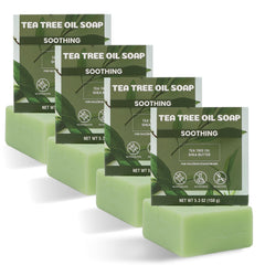 Rinse & Robust tea tree soap bar face closeup with refreshing cleanse.