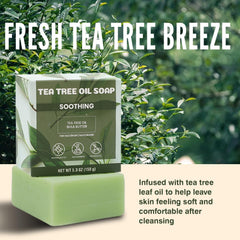 Rinse & Robust tea tree soap bar hands detail for thorough cleansing.