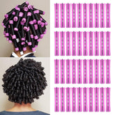 Riseety 40 pièces rouleaux perm violet pour boucles faciles sans chaleur.