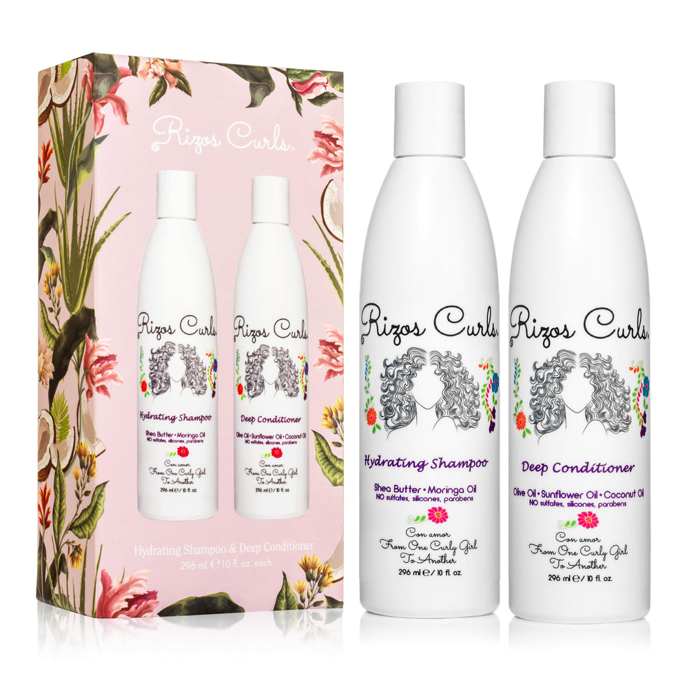 Shampoing hydratant Rizos Curls en flacon pour toutes les boucles, hydratation douce.