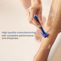 Lames RK Shaving, détail tranchant net et précis, rasage confortable.