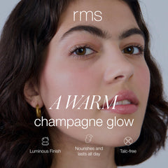 RMS Beauty Hydra Dew Luminizer appliqué sur les points hauts offre brillance fraîche.