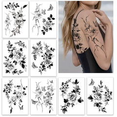 Tatouage temporaire Roarhowl sur dos grande fleur, décoration rapide pour festival