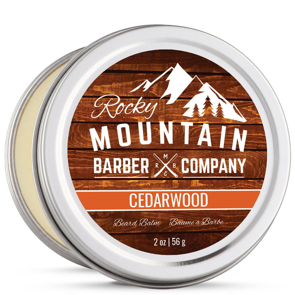 Baume barbe Rocky Mountain Barber dans le pot cedre, hydratation des poils