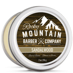 Baume barbe Rocky Mountain Barber dans son pot, parfum boisé pour une allure riche.