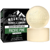 Rocky Mountain Barber Company Boulder Bar savon double pour cheveux et peau, parfum Pacifique Pin.