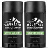 Rocky Mountain Barber Co Woodland Mint deodorant bottle for all-day freshness.