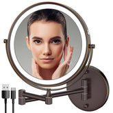 Miroir Rocollos mural LED 8 pouces, vue frontale pour maquillage global
