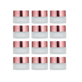 ROHIJALE pot-verre-givre rose-or 5 ml, idéal pour échantillons cosmétiques et voyages.