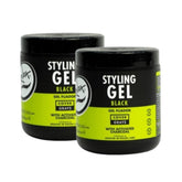 Rolda Gel Coiffage Noir, maintien robuste pour cheveux foncés et look net.