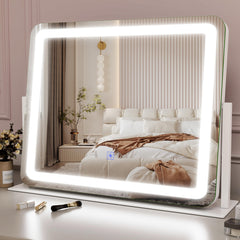 ROLOVE miroir-maquillage éclairé LED avec 3 modes couleur pour maquillage précis