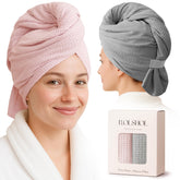 ROLSHOL serviette capillaire microfibre rose, absorption rapide pour cheveux bouclés.
