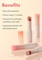 rom&nd Glasting Melting Balm #12 Veiled Rose — tube pratique pour une application rapide.