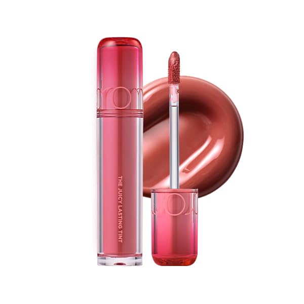 rom&nd Almond Rose sur lèvres, éclat durable et hydratant.