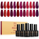 ROSALIND douze bouteilles gel rouge, coffret pratique pour manucure à emporter