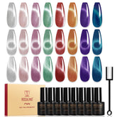 ROSALIND cat-eye polish bottles show eight shimmering shades for dynamic light reflection.