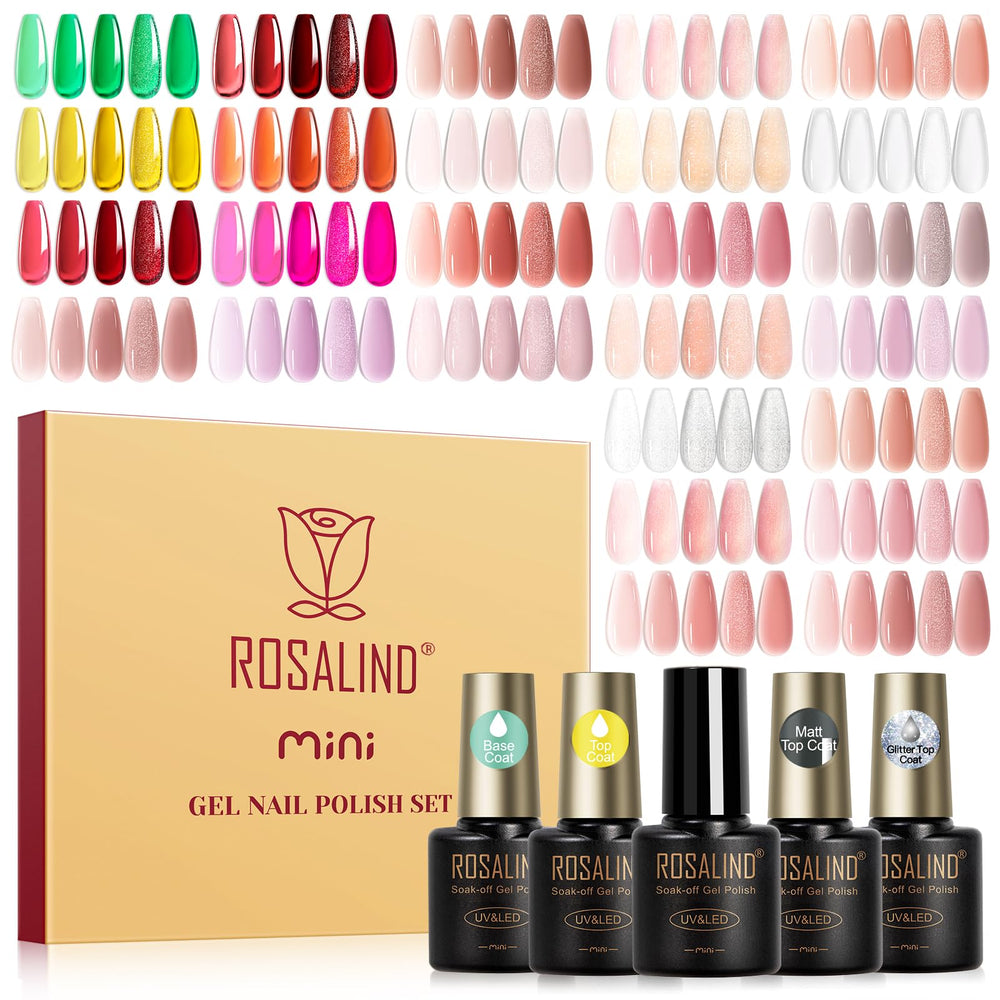ROSALIND ensemble vernis gel 30pcs pour créer des ongles nude et néon tendance.