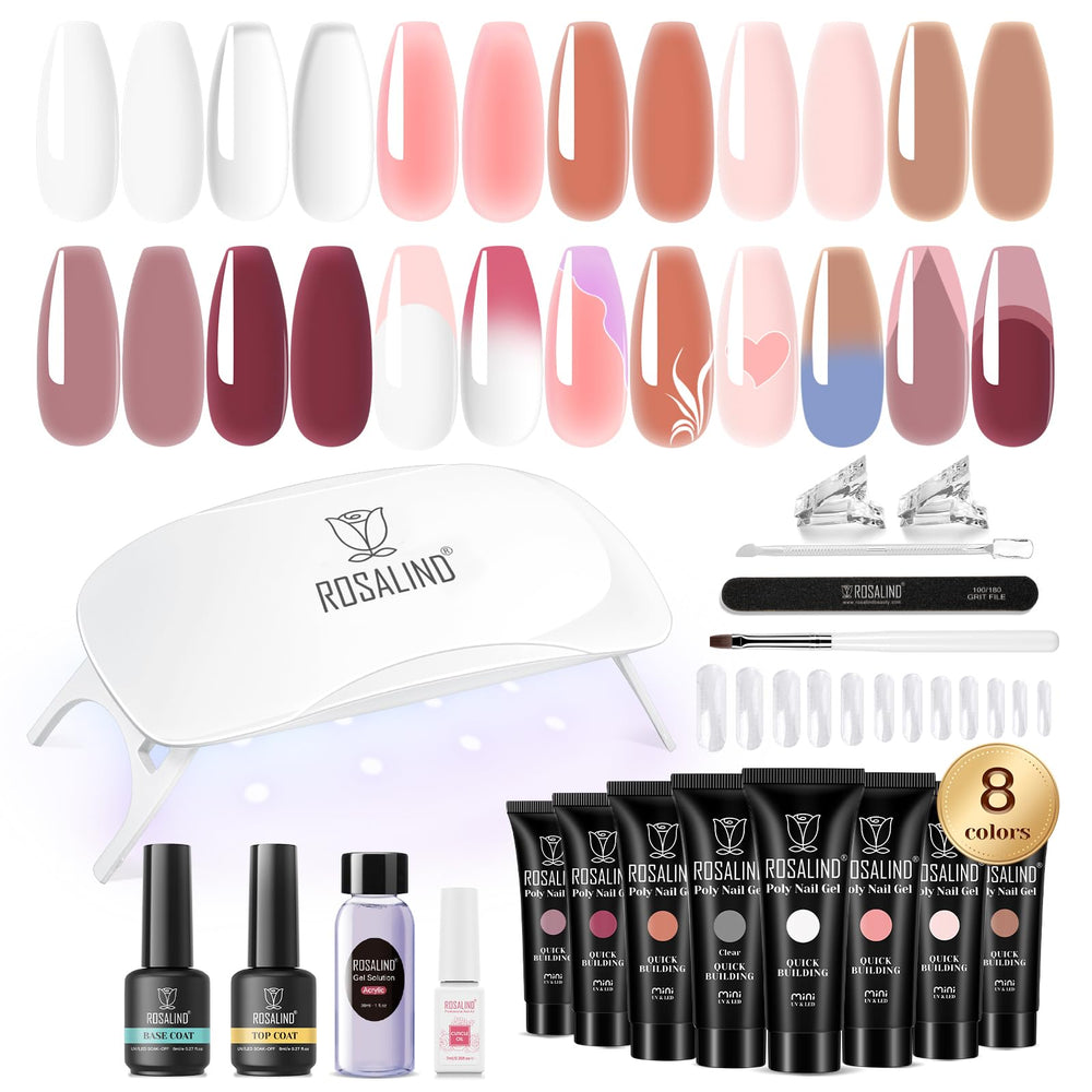 Rosalind Gel Poly - palette de 8 couleurs pour une manucure maison polyvalente.