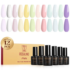 Rosalind Macaron Gel, palette de 12 couleurs pour nail art pastel.