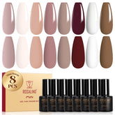 ROSALIND vernis gel nude brun ensemble, teinte naturelle durable pour un look discret