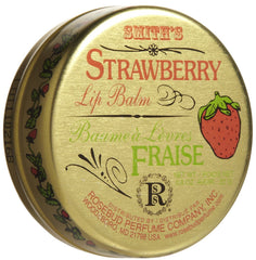 Rosebud Baume à lèvres fraise emballage — hydratation prolongée pour lèvres douces et protégées.