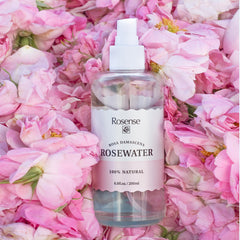 Rosense bouteille en verre d'eau de rose, soin quotidien doux.