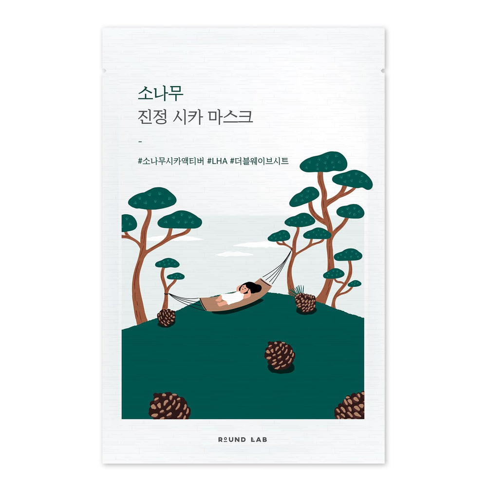 ROUND LAB Masque-feuille Pine Cica apaisant, douceur immédiate pour peau irritée.