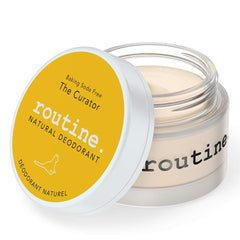 Routine Curateur pot crème déodorant au parfum eucalyptus et geranium pour une fraîcheur naturelle.