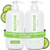 Routine Wellness Shampoing anti-chute: flacon clair, nettoyage en douceur et volume.