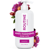 Routine Wellness Shampoing anti-affaiblissement, bouteille rose musquée, soin nourrissant.