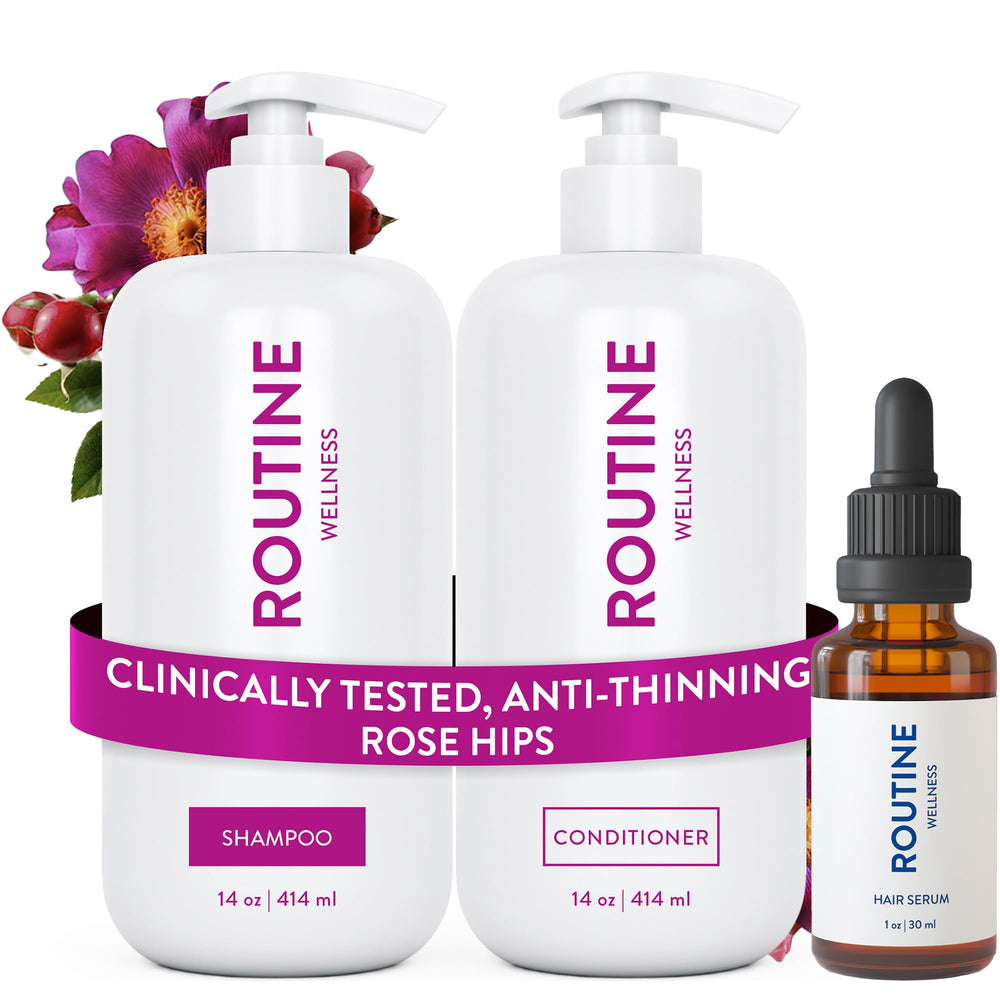 Routine Wellness Shampoing, bouteille visible, démêlage en douceur et cheveux propres.
