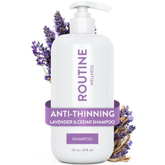 Routine Wellness Shampoo bouteille lavande-cedre, parfum apaisant pour cheveux.