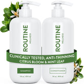 Routine Wellness Shampoing Anti-Amincissement en flacon, cheveux plus forts.