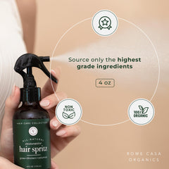 Ingrédients huiles essentielles Rowe Casa Organics avec romarin et lavande.