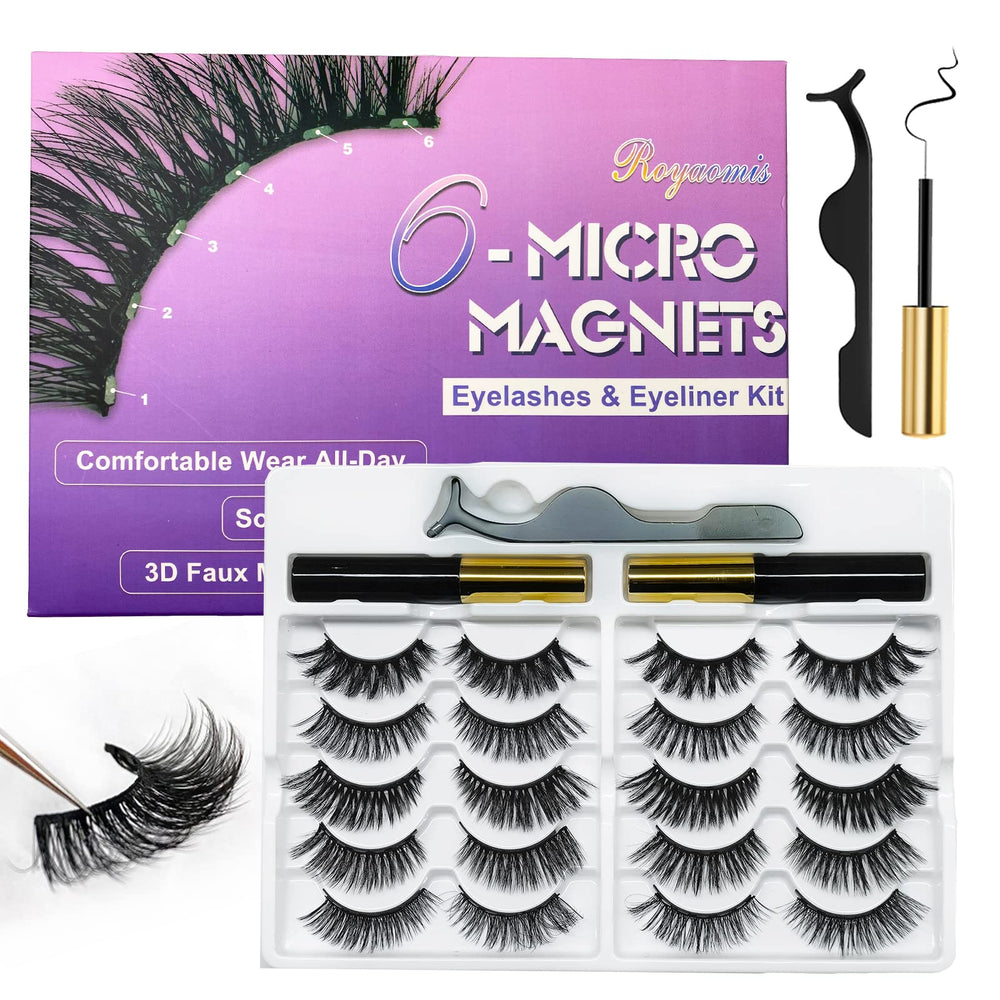 Royaomis cils magnétiques avec liner magnétique ensemble pour un regard naturel.