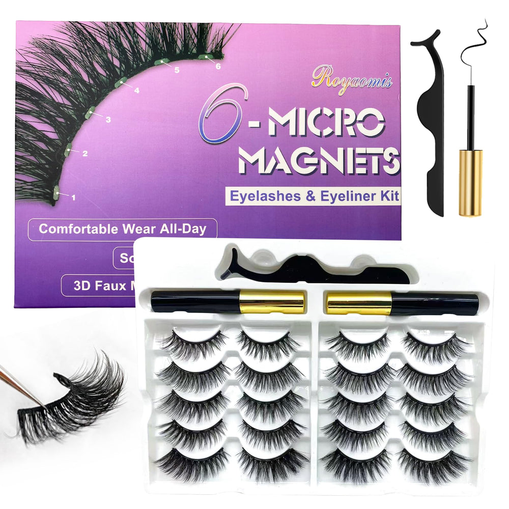 Cils magnétiques Royaomis avec applicateur pour une pose rapide et naturelle.