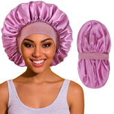 ROYBENS silk-like double-layer satin sleep bonnet protects curls overnight.