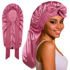 ROYBENS bonnet long satin dormir: protection douce des cheveux pendant la nuit.