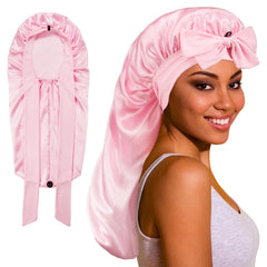 ROYBENS bonnet long satin dormir, douceur et protection nocturne pour les cheveux.
