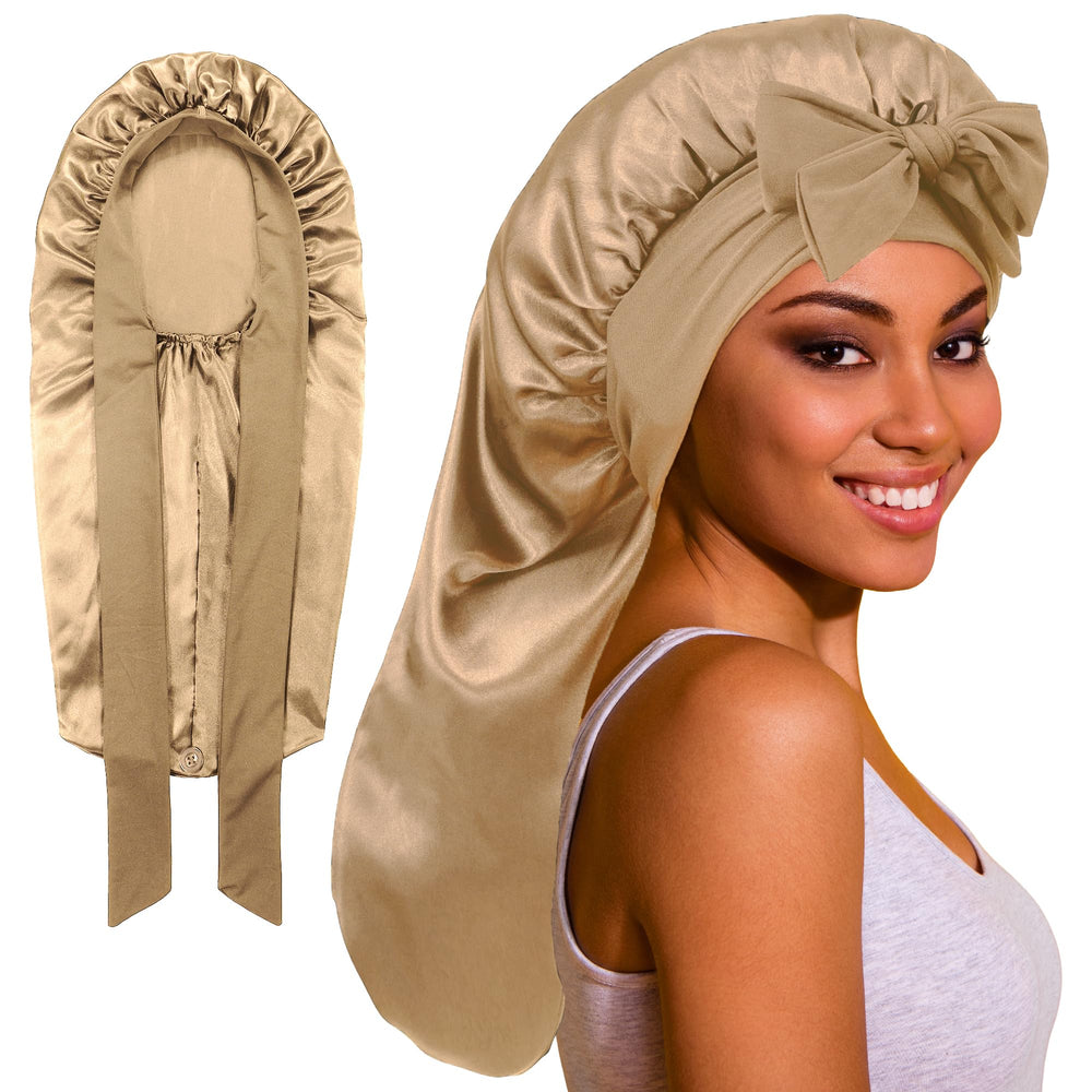 ROYBENS bonnet satin long pour la nuit protège les cheveux pendant le sommeil.