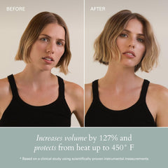 RŌZ Air Thickening Spray, volume-cheveux visible après application.