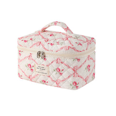 RSRSLEII pochette maquillage matelassée à fleurs, pratique en voyage pour vos essentiels beauté