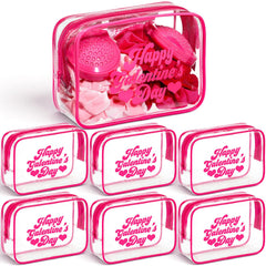Rtteri sac maquillage galentine rose transparent avec cadre, rangement élégant pour cosmétiques lors d'une fête