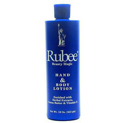 Rubee Beauté flacon lotion mains et corps, texture riche pour nourrir et hydrater.