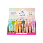 Ruby Kisses Broadway Vita-Lip gloss, bouteille claire offrant une brillance durable et hydratante.