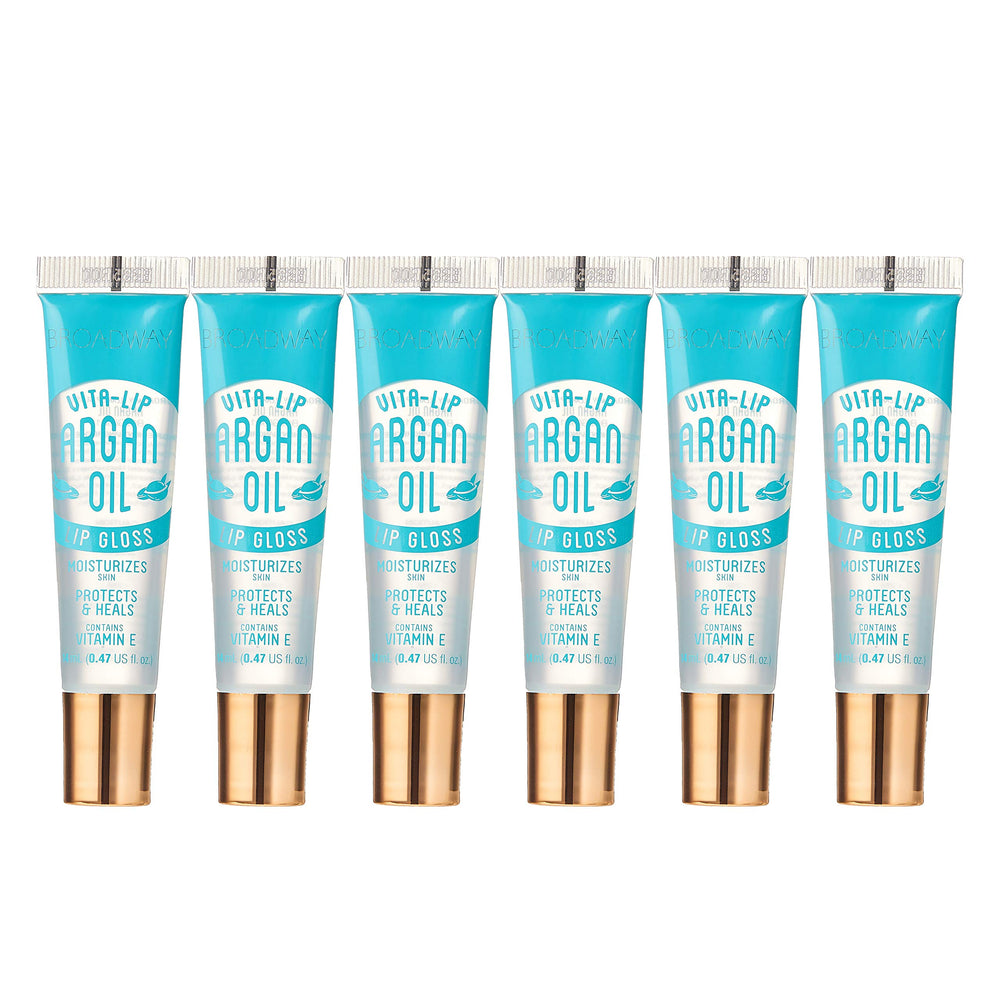 Ruby Kisses Broadway Vita-Lip Gloss clarite argan pack 6: hydratation durable pour lèvres douces.