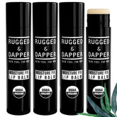 RUGGED & DAPPER Baume lèvres homme – application fluide et fini mat.