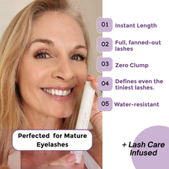 Rumi Cosmetiques VolumeCare+ Mascara, application parfaite sur cils courts et clairsemés.